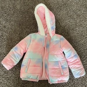 4T Pink rainbow coat with fleece